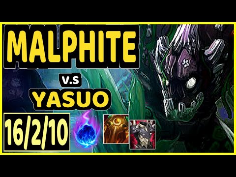 MALPHITE vs YASUO - QUADRAKILL 16/2/10 KDA MID GAMEPLAY - EUW Ranked DIAMOND