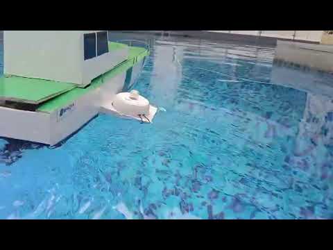 RC ship with sonar for bathometry . Aqua life detection ship.