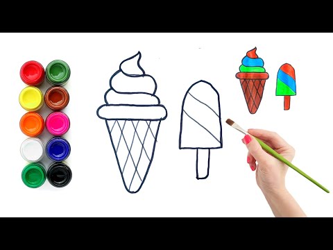 ice-cream Drawing, Painting and Coloring for Kids & Toddlers  Basic Pictures # 004