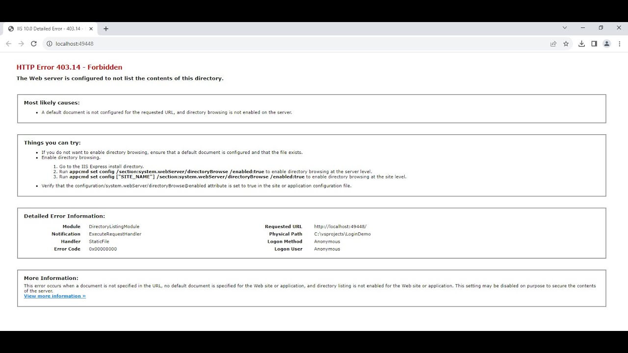 HTTP Error 403 14   Forbidden ASP Net Solution