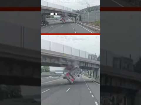 Caminhoneiro imprudente causa estrago em ponte de Nova York