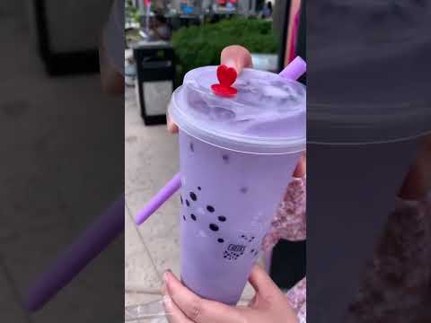 Boba Tea Taro Flavor #shorts #shortvideo #short #viral #video #boba #yummy #food #love #drinks