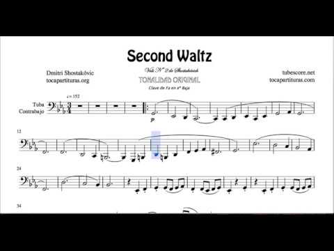 Second Waltz Sheet Music for Tuba and Contrabass by Shostakovich Bass Clef