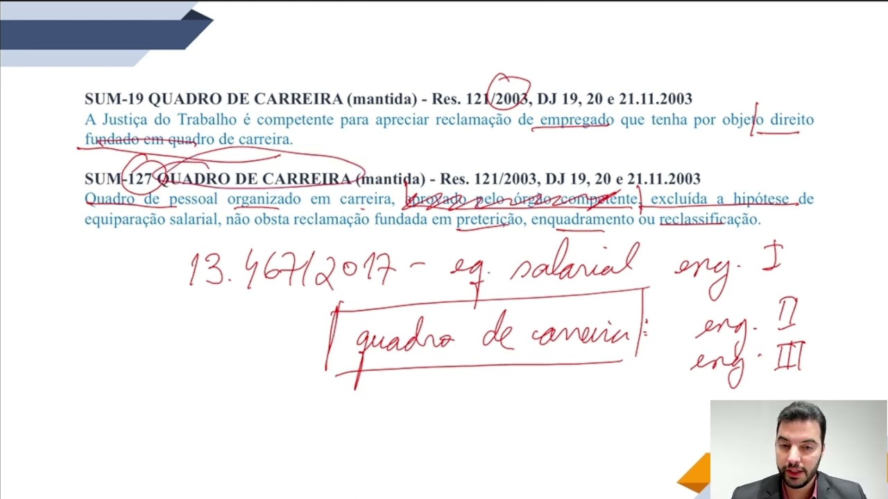 Súmulas 19 e 127 TST - quadro de carreira