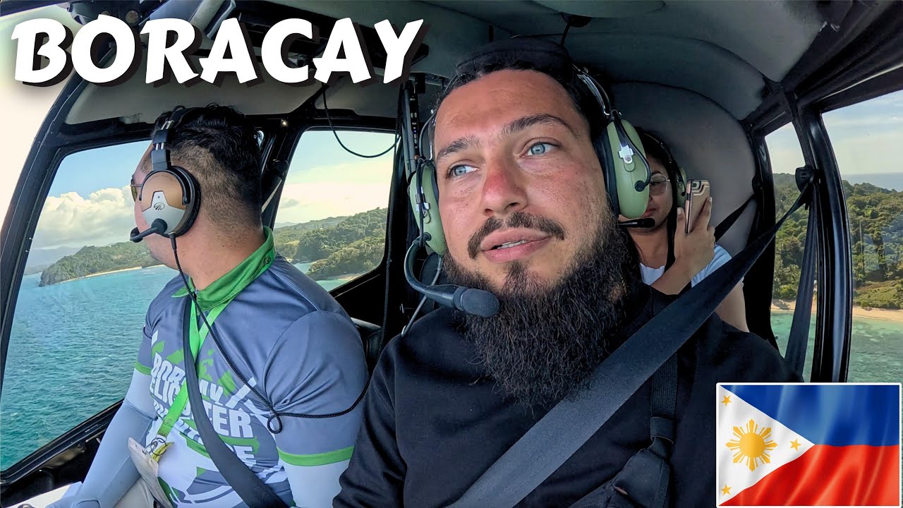 Join an adventurer on a helicopter tour of Boracay Island.