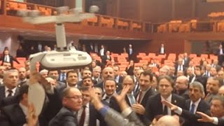 Raw: Brawl Breaks Out in Turkish Parliament