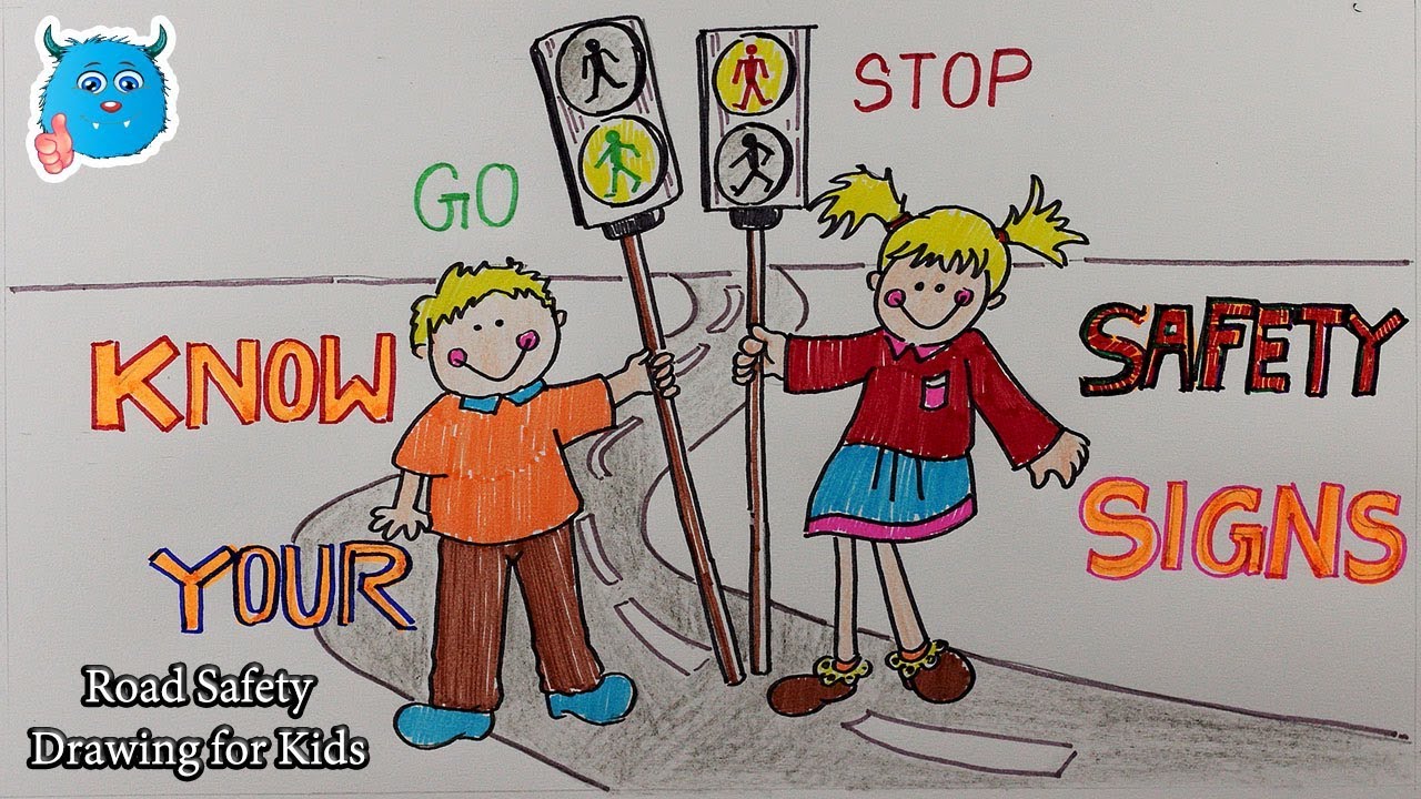 City Road Safety Drawing Poster for Kids