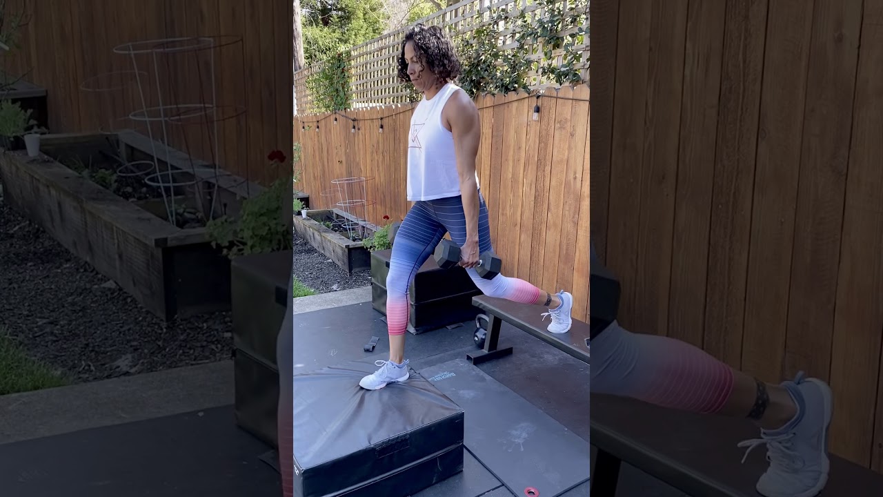 dumbbell deficit split squat