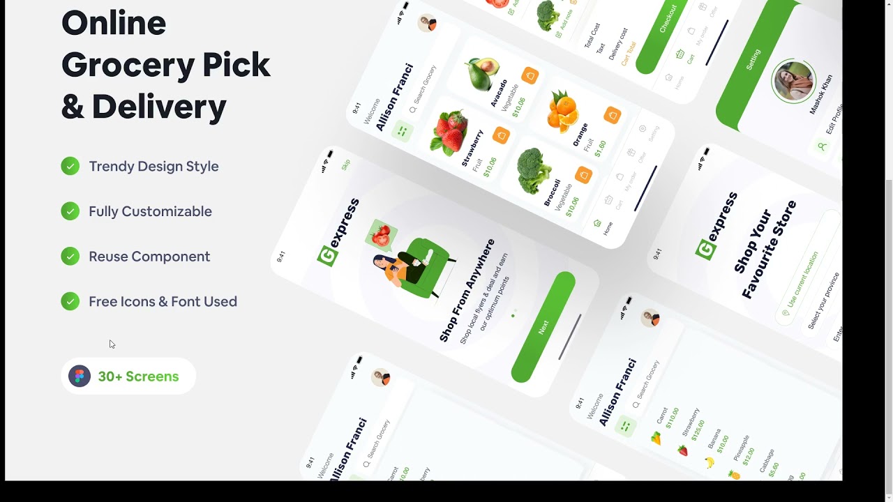 Gexpress - Grocerry Shop App Figma Template food vegetable shop