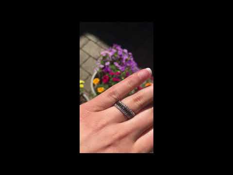 Black Stone Stackable 2.9mm Double Shared Prong Eternity Ring - TwoBirch BK0-ETR-0004-WG-N Stack