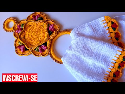 porta pano de prato buquê de flores #diadasmaes #crochet #mesaposta #sousplast