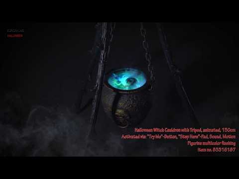 Europalms Halloween Witch Cauldron With Tripod Animated 145cm