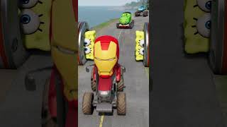 Stupid Cars Driving Over Two Giant SpongeBob Bollards | BeamNG.Drive