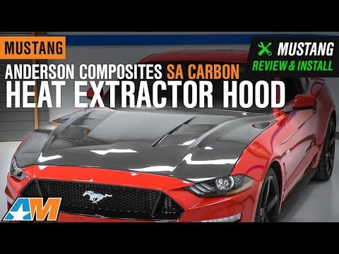 2018-2019 Mustang GT & EcoBoost Anderson Composites SA Carbon Heat Extractor Hood Review & Install