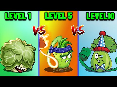 PVZ 2 | Headbutter Lettuce (lv1) vs Wasabi Whip (lv5) vs Bonk Choy (lv10)