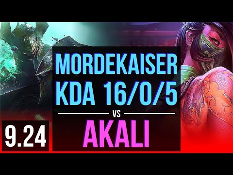 MORDEKAISER vs AKALI (TOP) | KDA 16/0/5, 4 early solo kills, Triple Kill | EUW Challenger | v9.24