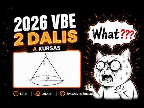 2026 Matematikos VBE 2 dalis (A kursas) – Pilnas Sprendimas | Lėtai ir Aiškiai