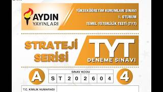 AYDIN YAYINLARI STRATEJİ SERİSİ TYT 4 MATEMATİK ÇÖZÜMLERİ + PDF + CEVAP ANAHTARI