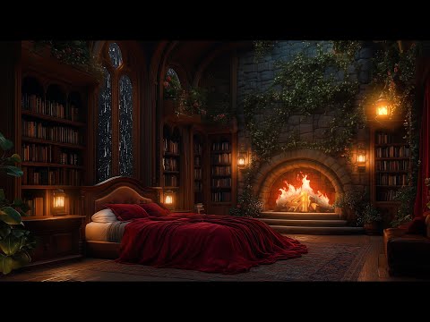 🔴 Deep Sleep with Thunderstorm, Fireplace and Rain Sounds | Cozy Castle Ambience | Live 24/7