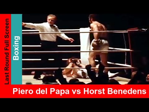 Piero del Papa (Italy) vs Horst Benedens (Germany, black stripes) Wide screen highlights Berlin 1970