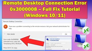 Remote Desktop Connection Error 0x3000008 – Full Fix Tutorial (Windows