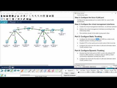 3.6.1 Packet Tracer - Implement VLANs and Trunking