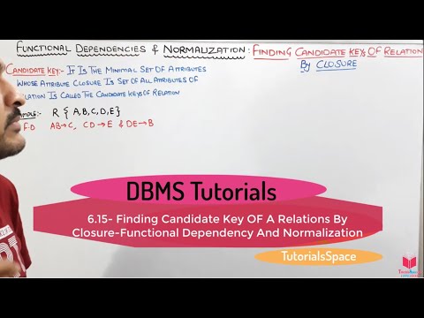 6.15- Finding Candidate Key of a Relation By Closure | closure of attributes | Normalization