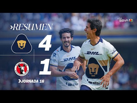 Estadísticas Pumas UNAM vs Tijuana, Liga MX - Apertura Jornada 16
