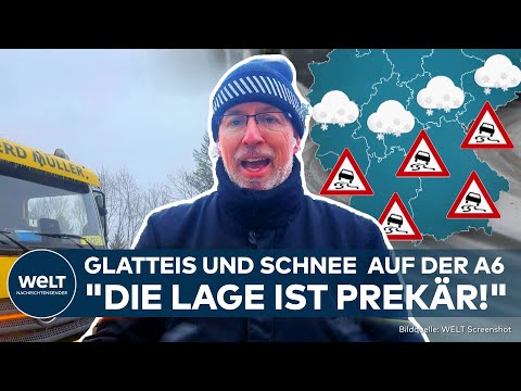 WINTER IN DEUTSCHLAND: Glatteis-Chaos auf der A6 "Die Lage ist prekär!" | WELT Thema