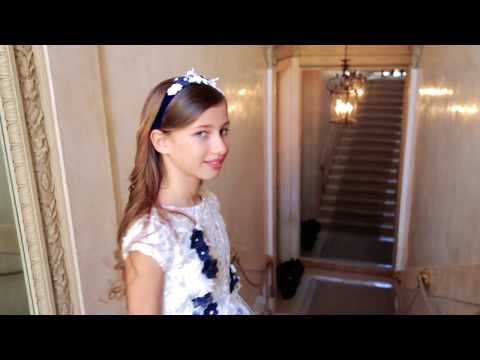 Lesy Luxury girl dress with lace bodice and macramè appliqués