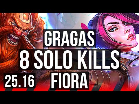 GRAGAS vs FIORA (TOP) | 8 solo kills, Legendary | KR Master | 25.16