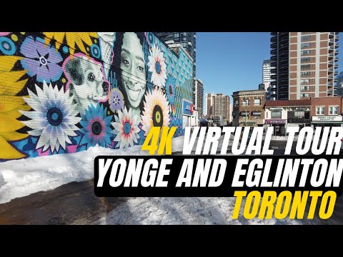 4K VIRTUAL WALKING TOUR OF YONGE AND EGLINTON IN TORONTO CANADA