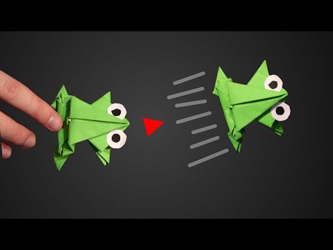 Hüpfenden FROSCH falten 🐸 GENIALER Springfrosch aus Papier 🍃 falten & basteln Anleitung (EINFACH)