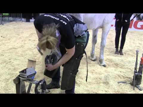 Hevosenkengityksen Suomen mestari Riina Villanen kengittää