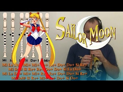 Sailor Moon para flauta dulce -Cover & Tutorial Recorder flute con notas/notas-