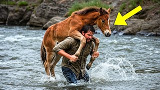 Man Saves Baby Mustang Horse from Drowning—What Happened Next Was Incredible!