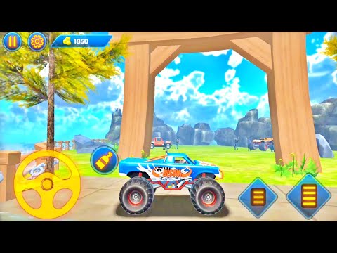 Monster Truck Stunts Montain Climb Driving Levels 1 to 12 Completed - Android Gameplay Simulator