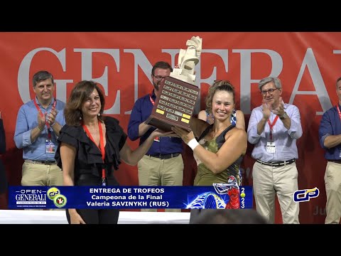 ENTREGA DE TROFEOS, OPEN GENERALI. Campeona de la Final, Valeria SAVINYKH (RUS)