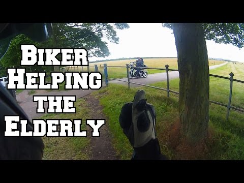 Motorcyclist Helping A Stuck Old Man :( Video