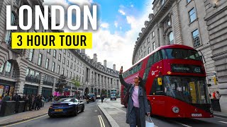 3 Hour Central London Walking Tour 2025 4K – Oxford Circus | Buckingham Palace | Leicester Sq