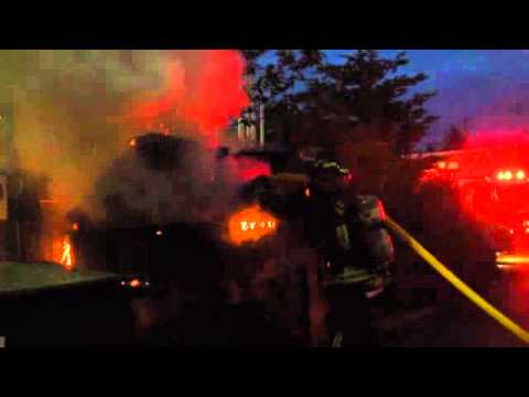 Abbotsford Firefighters put out dumpster fire on Clearbrook road