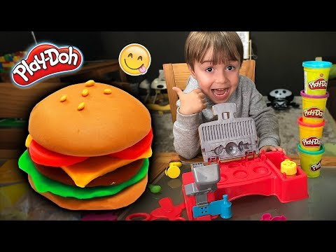 HAMBURGUER DE MASSINHA PLAY DOH!! Playdough Hamburguer  - Hasbro Toys for Kids - Maikito e Brancoala