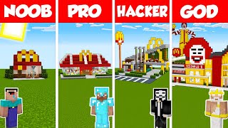 Minecraft NOOB vs PRO vs HACKER vs GOD: MCDONALDS HOUSE BUILD CHALLENGE in Minecraft