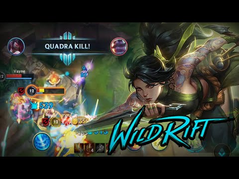 AKALI QUADRA KILL GAMEPLAY - BUILD AND RUNES - WILD RIFT