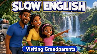 🌿 Slow English | Visiting Grandparents | Family Road Trip & Beautiful Waterfall