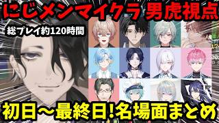 【にじメンマイクラ 】初日～最終日まで男虎視点まとめ！名場面や爆笑シーンだらけ！【男虎/レヨン/塚原大地/九里詠太/皇れお/城瀬いすみ/篠宮ゆの/花籠つばさ/夢追翔/長尾景/切り抜き】【にじさんじ】