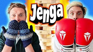 Jenga, But With Increasingly Bigger Gloves | House Rules