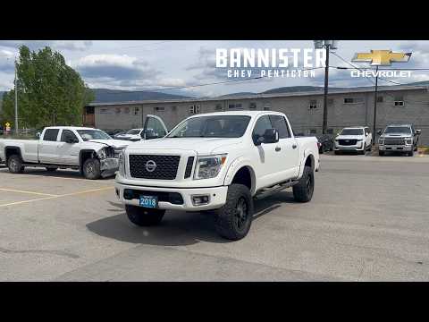 2018 Nissan Titan 4x4 Crew Cab SV in White for sale at Bannister Chevrolet Penticton in Penticton, BC