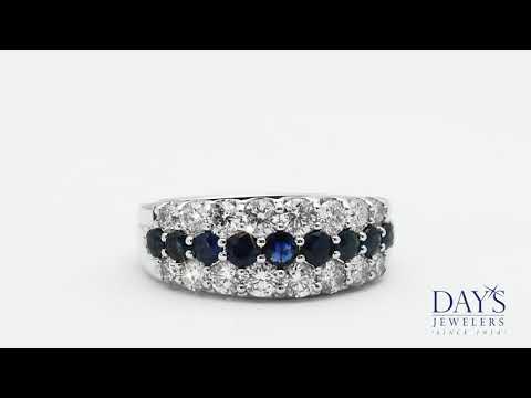 Diamond and Sapphire Band in 14kt White Gold (1 1/4ct tw)