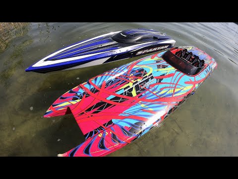 Traxxas DCB M41 Widebody Catamaran vs Spartan - Epic Race with CRASH | RC Speed Boats